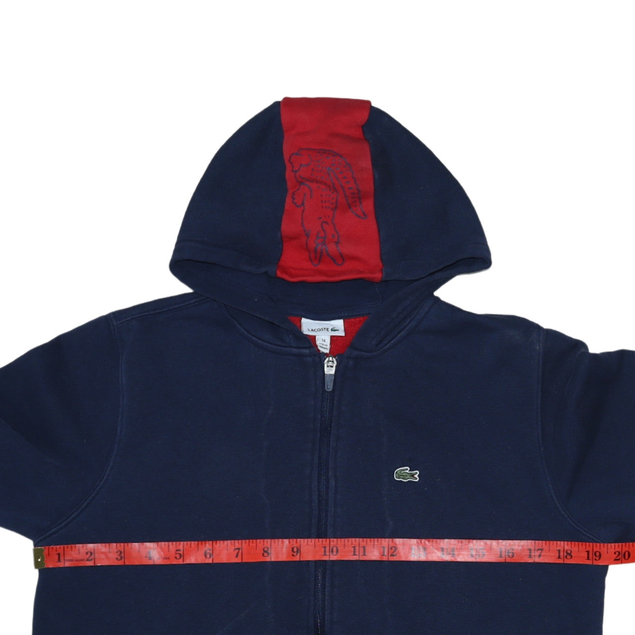 Lacoste Teens Blue Full Zip Hoodie Size 16 Cotton Blend