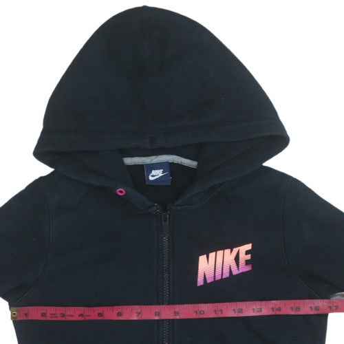 Nike Womens Black Full Zip Hoodie Size M Cotton Blend Lined