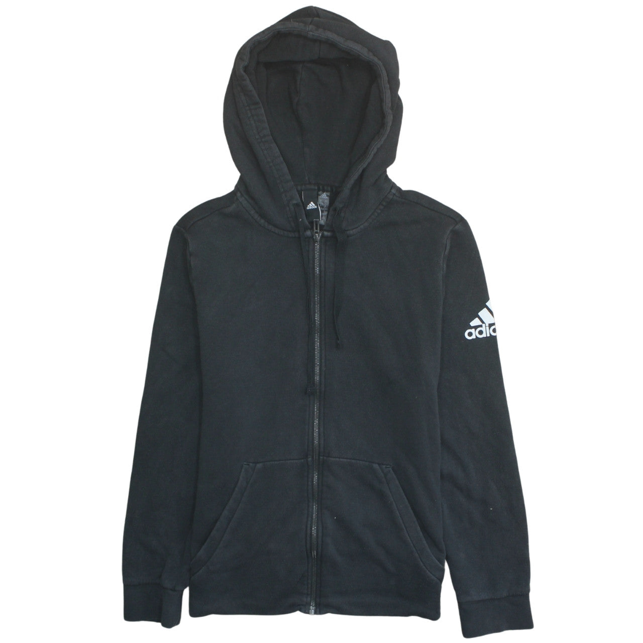 Adidas Teens Black Full Zip Hoodie L Hooded Sweatshirt Casual