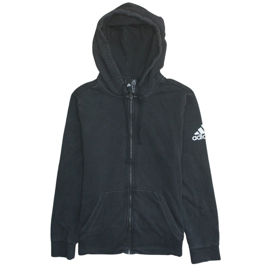 Adidas Teens Black Full Zip Hoodie L Hooded Sweatshirt Casual
