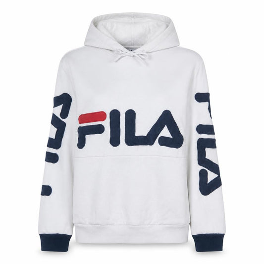 FILA Women's White Hoodie Small Pullover Logo Cotton Blend