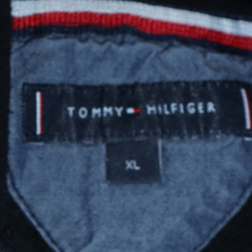 Tommy Hilfiger Mens Black XL Pullover Hoodie with Logo Design