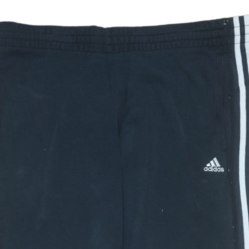 Adidas Men Black S Track Pants Fleece Regular Fit Side Stripe
