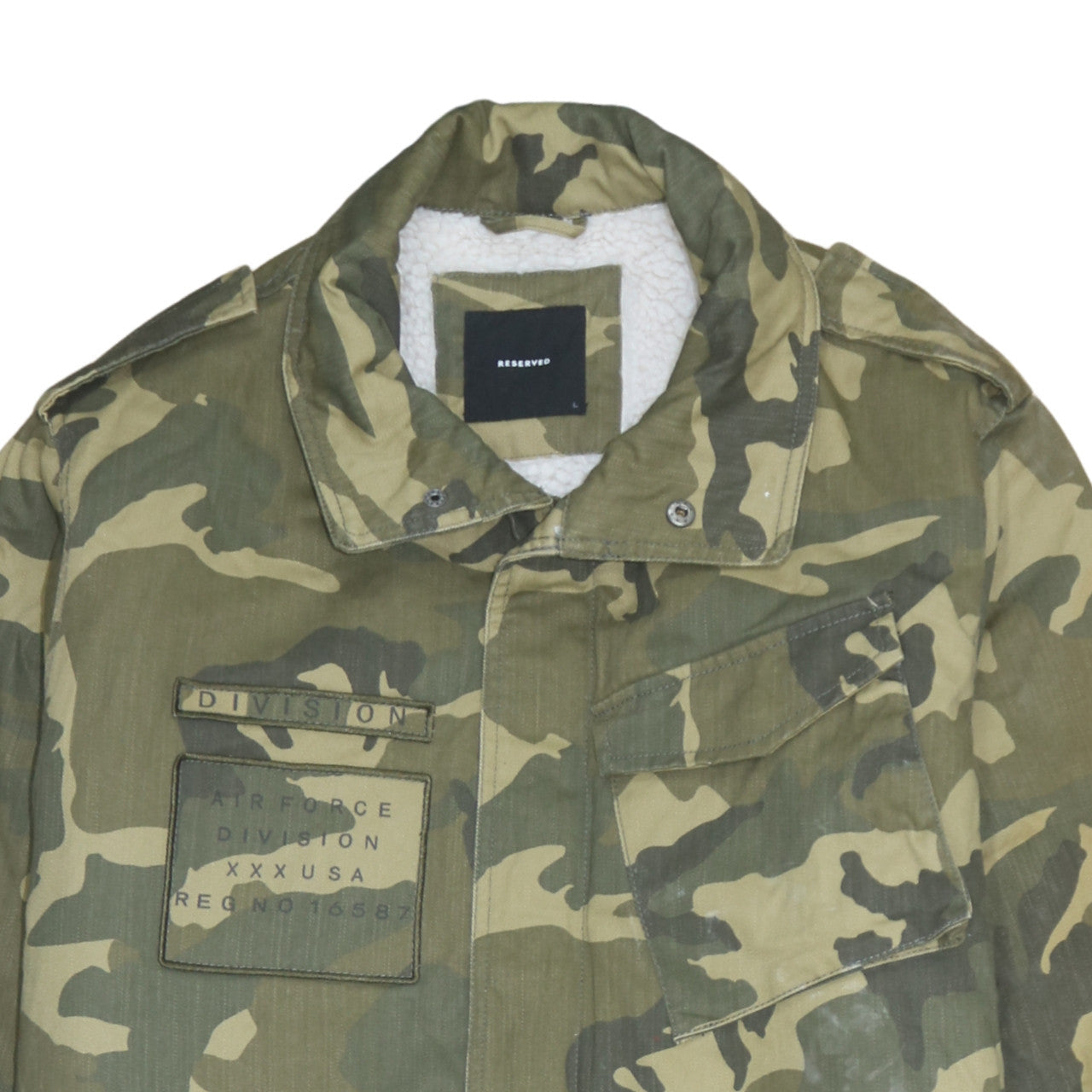 Reserved Men's Green Camouflage Military Long Coat Size L
