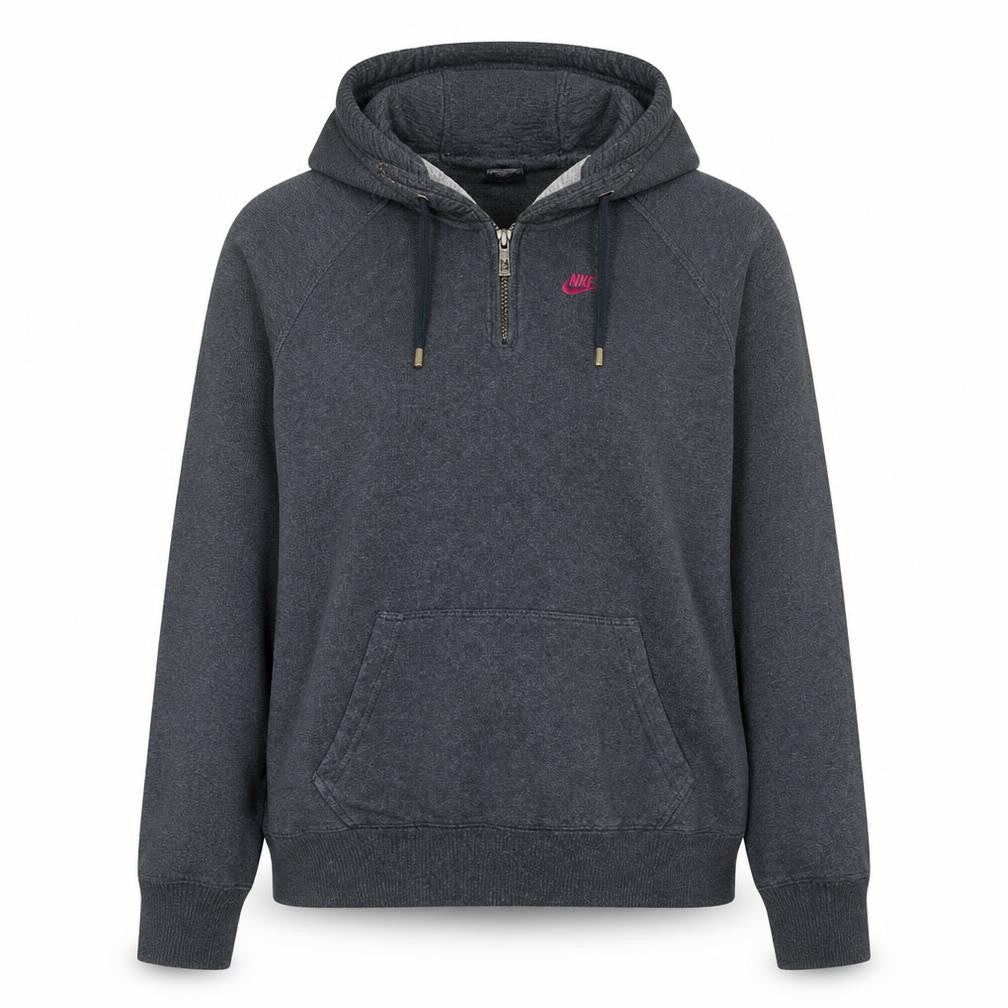 Nike Womens Charcoal Grey XL 1/4 Zip Hooded Pullover Sweatshirt