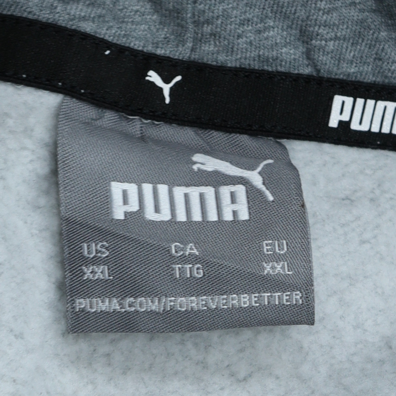 Puma Men's Grey Pullover Hoodie 2XL Regular Fit Logo Fleece Sweatshirt