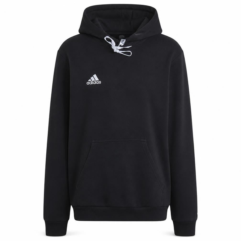 Front view of Adidas men’s black hoodie pullover m logo cotton blend