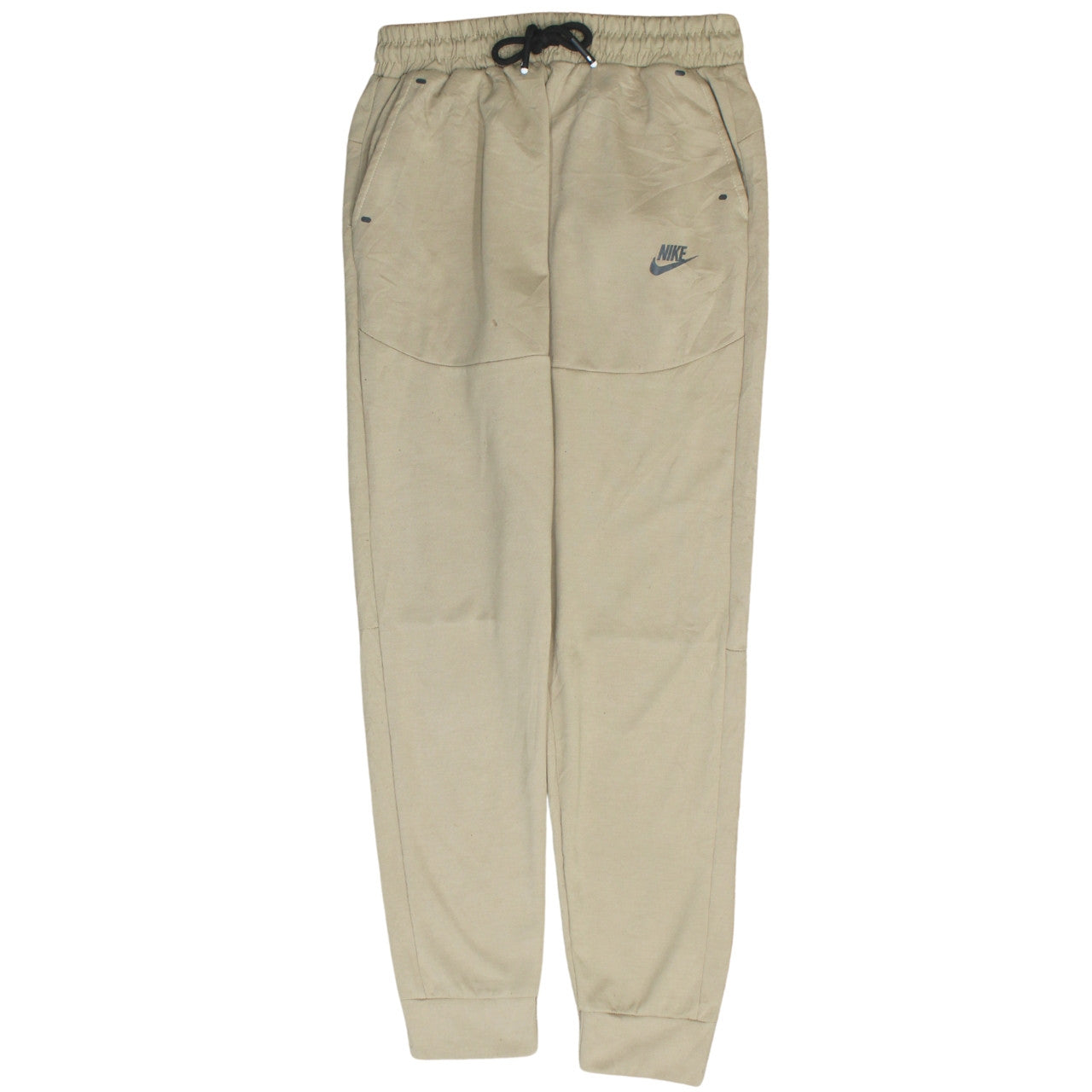 Nike Men Beige Jogger Trousers M Elastic Waist Tapered Fit