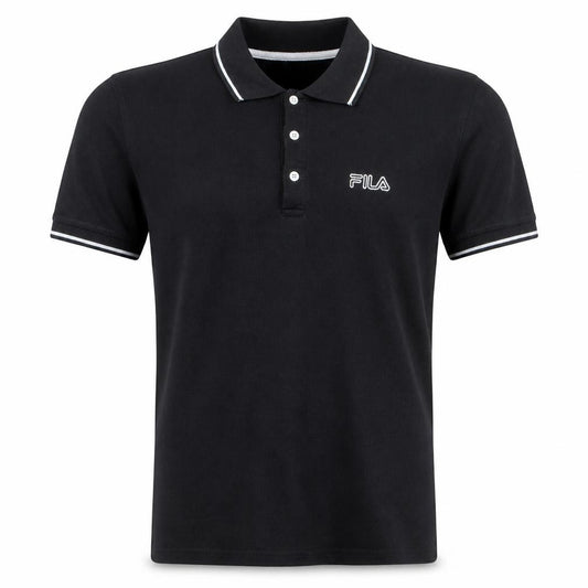 FILA Men's Black Regular Fit Cotton Short Sleeve Polo Shirt M