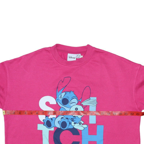 Disney Primark Women Pink Stitch Sweatshirt M 12/14 Pullover Crew Neck