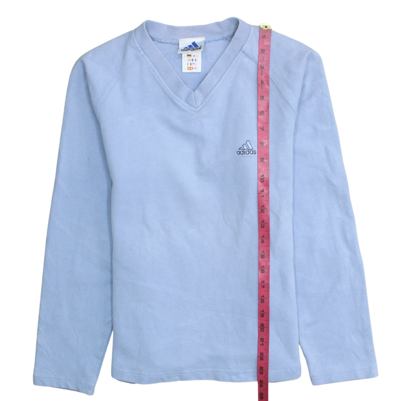 Adidas Women Light Blue V-Neck Pullover Sweatshirt Size 14