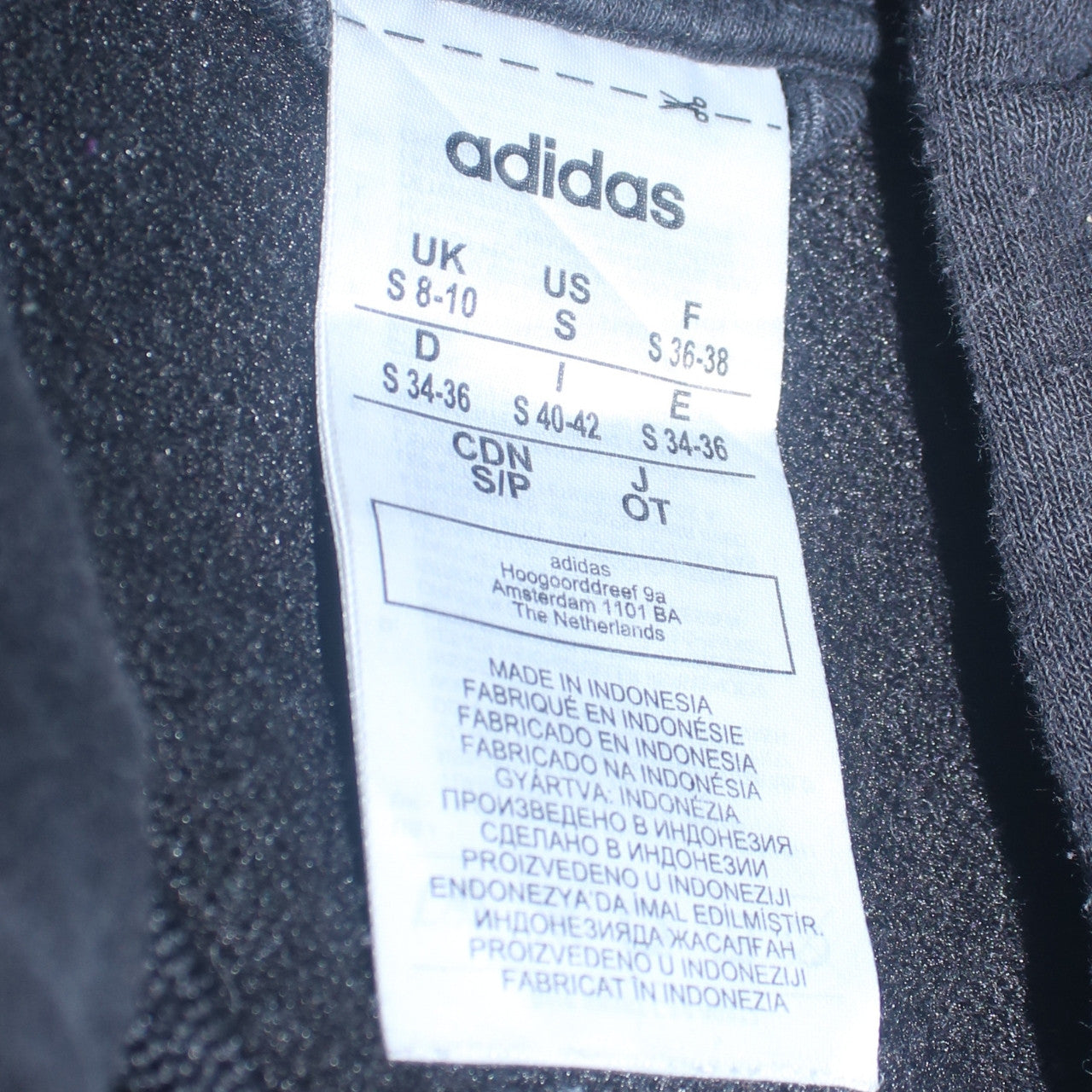 Adidas Women Black Full Zip Hoodie Size S 8-10 Gold Logo Fleece Sweatshirt