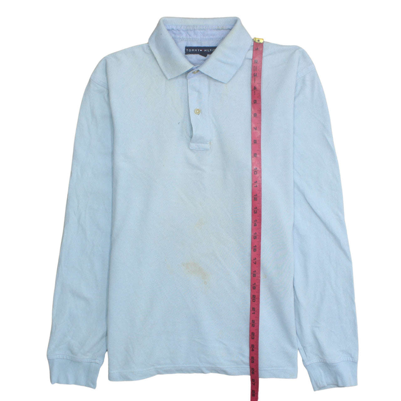 Tommy Hilfiger Men's Blue Long Sleeve Cotton Polo Shirt M