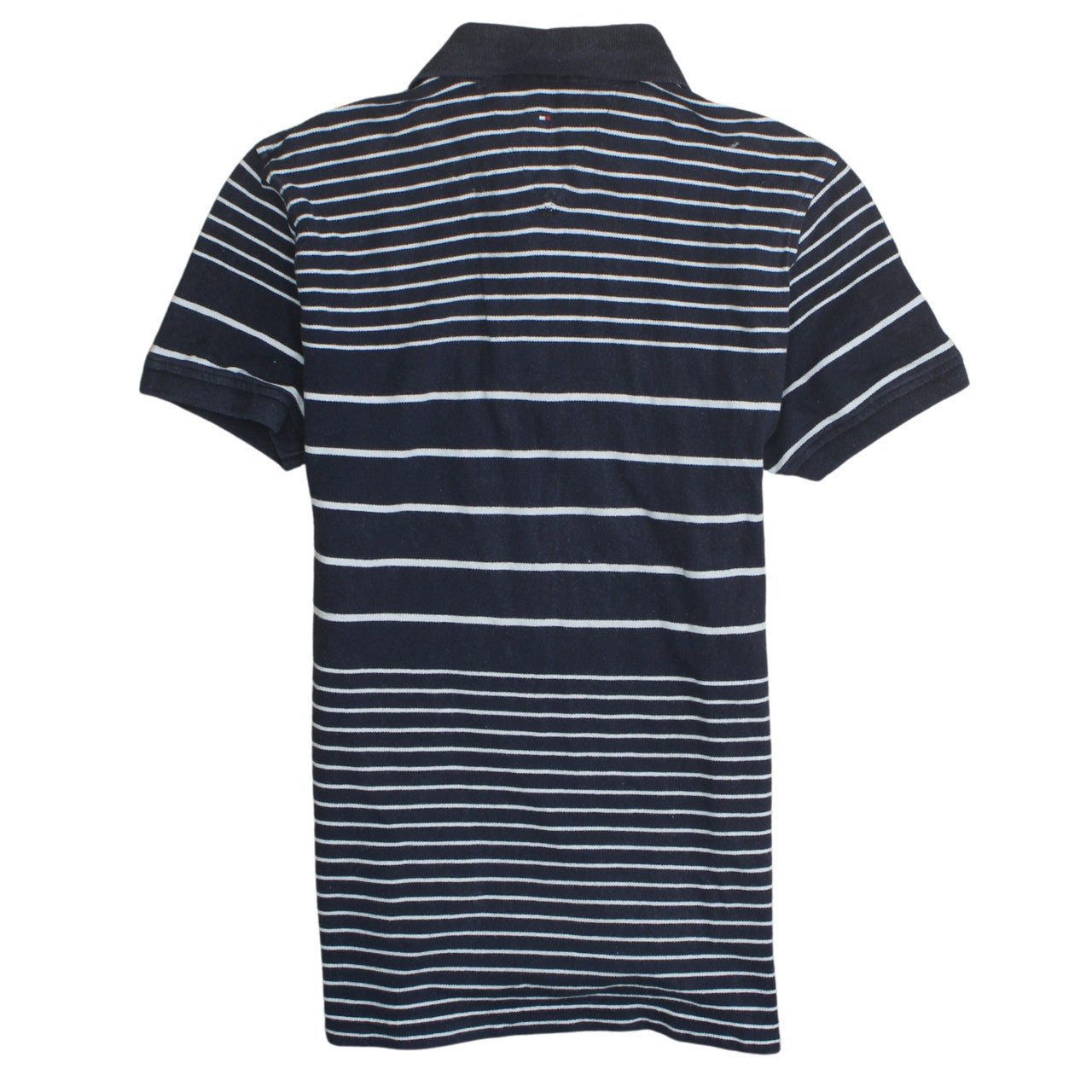 Tommy Hilfiger Womens Blue Striped Polo Shirt Size 14 Cotton