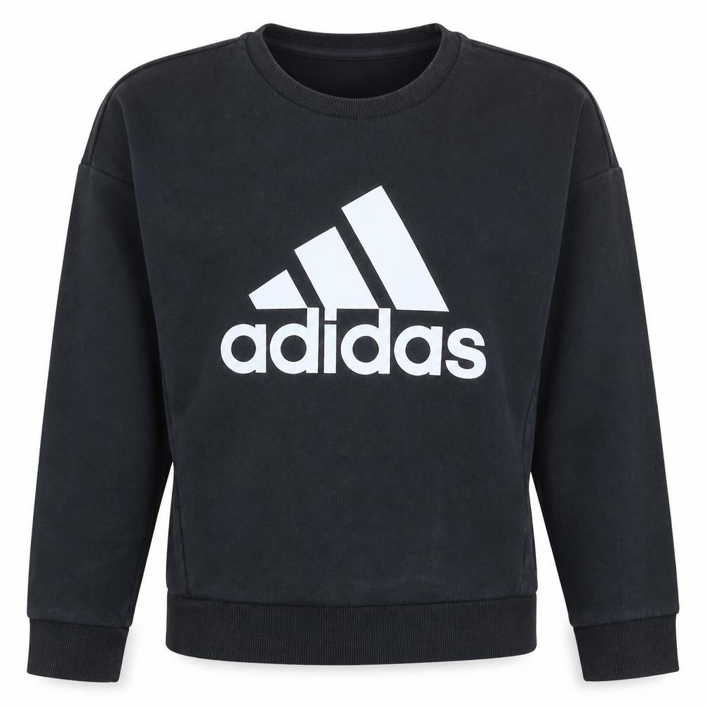 Adidas Womens Black Crew Neck Logo Pullover Sweatshirt Size M