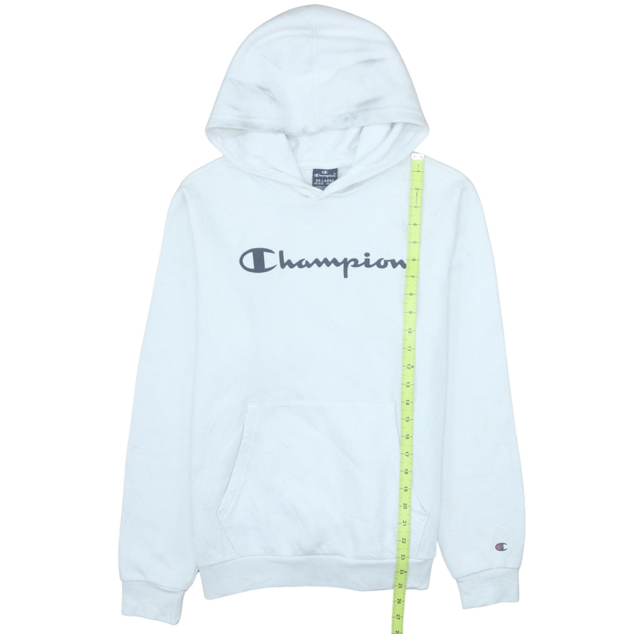 Champion Boys White Pullover Hoodie 2XL Logo Graphic Fleece Sweatshirt