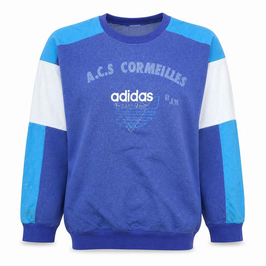 Adidas Women Blue Colourblock Crew Neck Pullover Sweatshirt Size 8