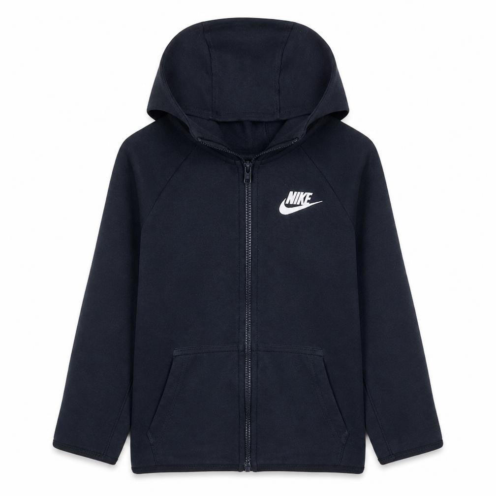 Front view of Nike boys’ black full zip hoodie l 147-158cm fleece sweatshirt