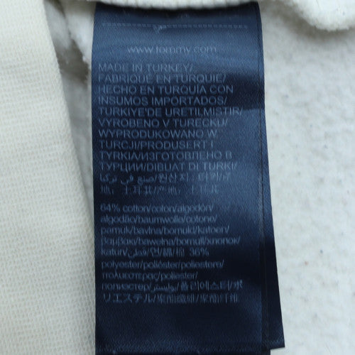 Tommy Hilfiger Men's White Logo Hoodie Size M Pullover Fleece