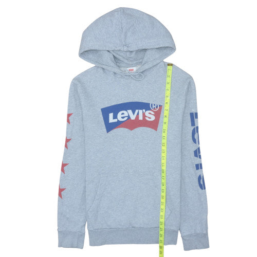 Levi's Men's Grey Pullover Hoodie Medium Graphic Logo Sweatshirt