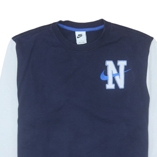 Nike Men’s Blue Pullover Sweatshirt L Embroidered Logo Sportswear