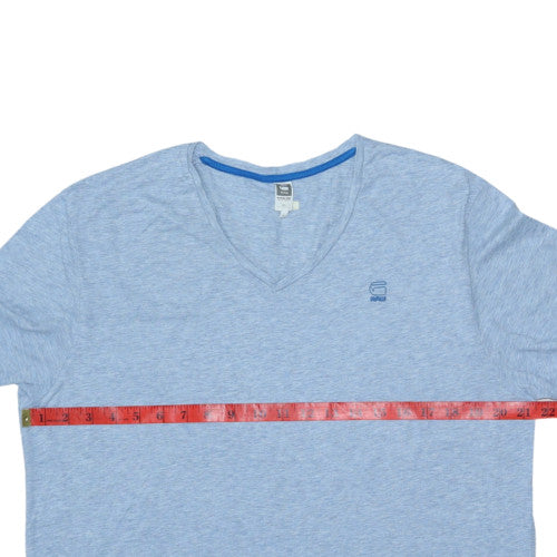 G-Star Raw Men's Blue V-Neck Short Sleeve T-Shirt XL Cotton Blend