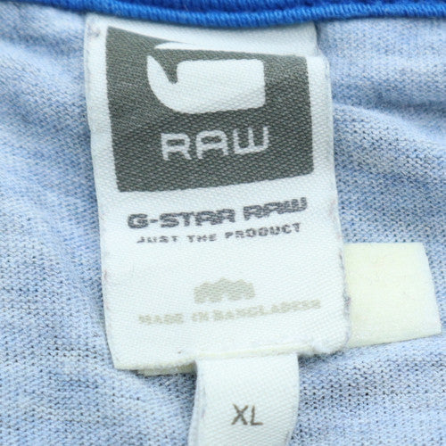 G-Star Raw Men's Blue V-Neck Short Sleeve T-Shirt XL Cotton Blend