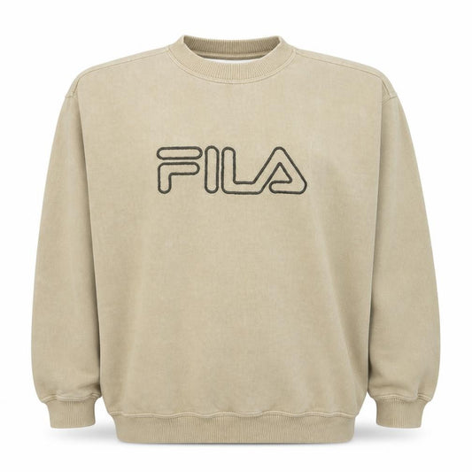 FILA Men Beige 2XL Pullover Sweatshirt Logo Crew Neck Vintage