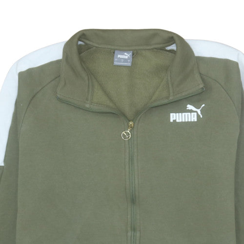 Puma Men's Green Track Jacket L Full Zip Athletic Casual