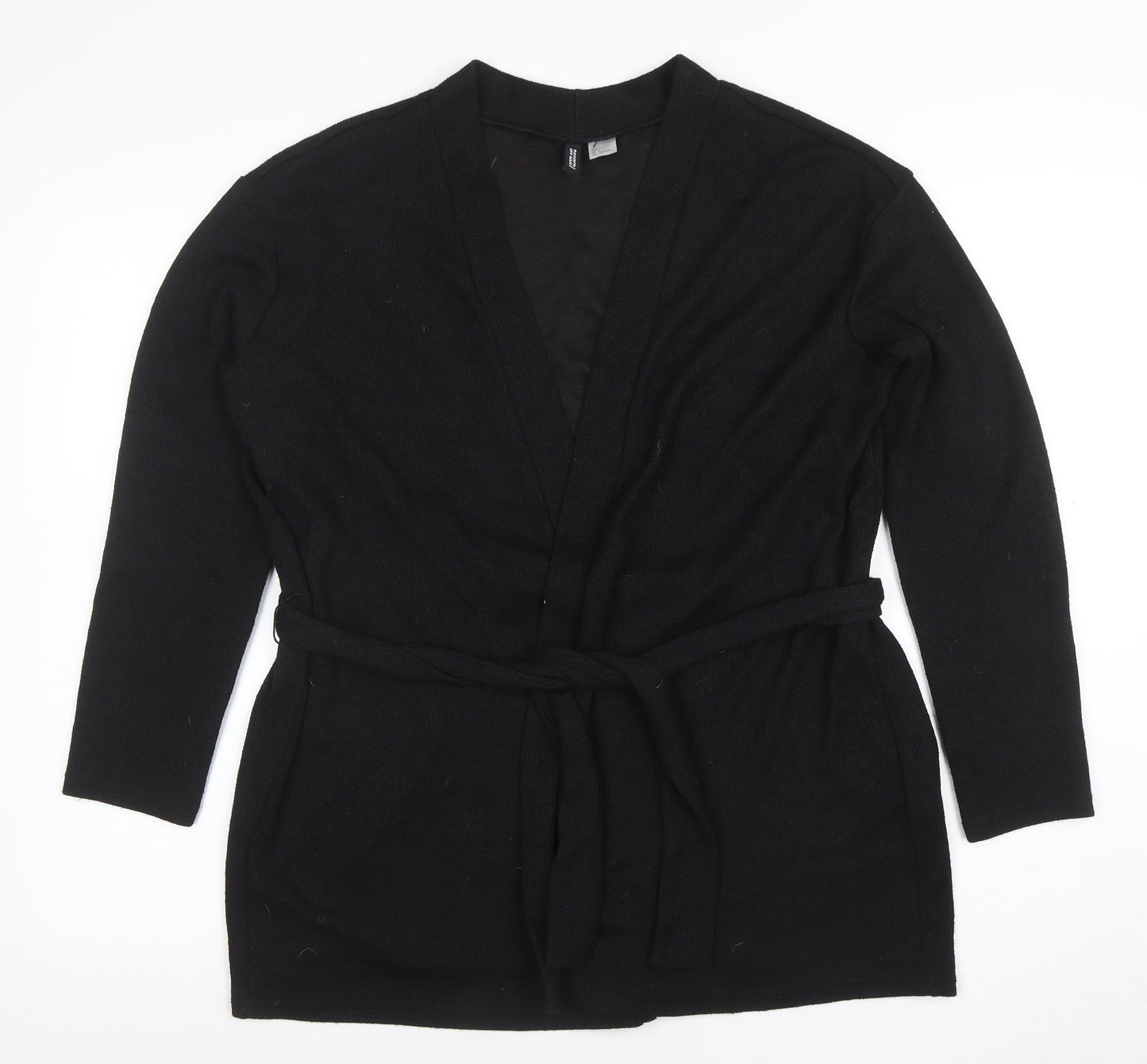 H&M Divided Women's Black Long Sleeve Belted Tunic Top L