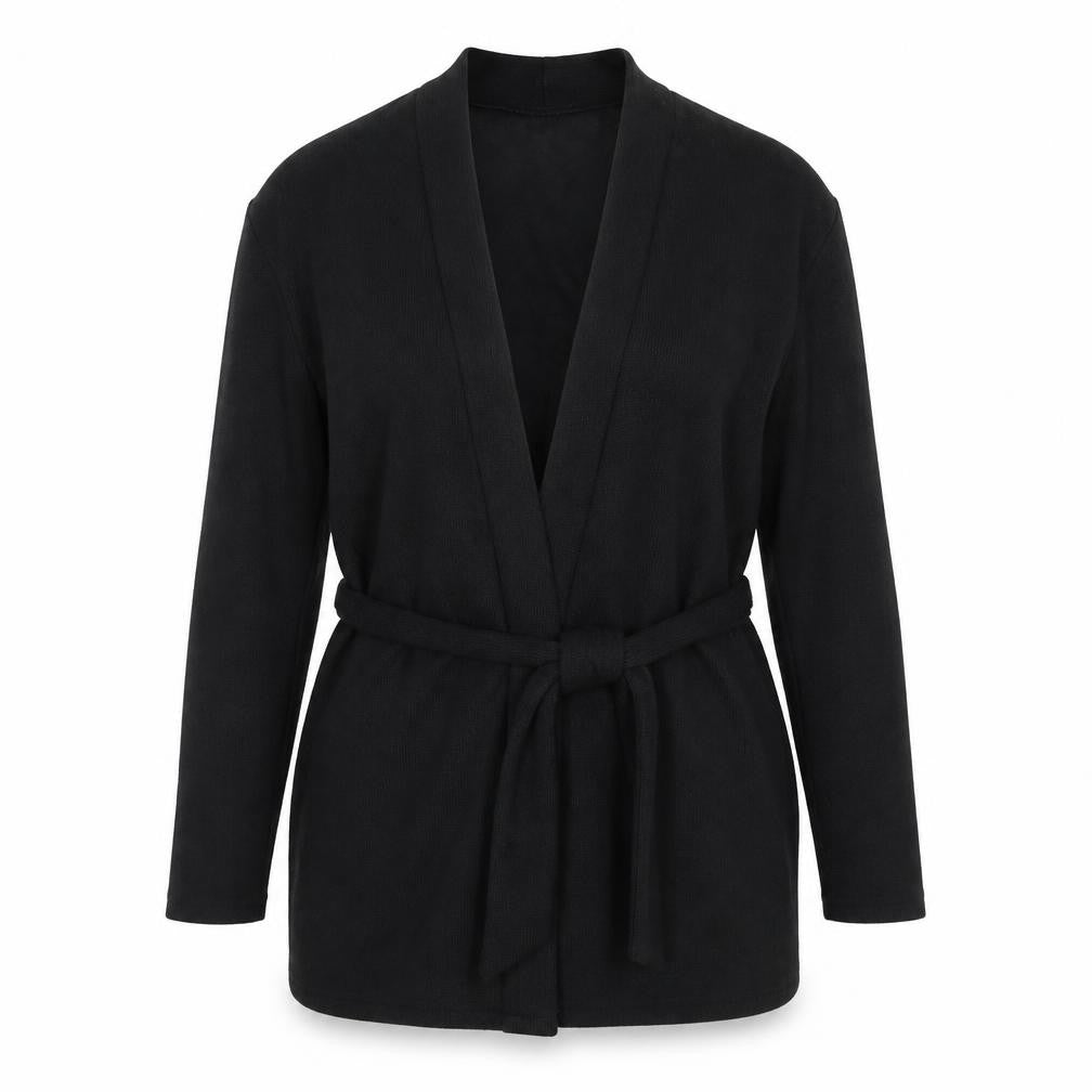H&M Divided Women's Black Long Sleeve Belted Tunic Top L
