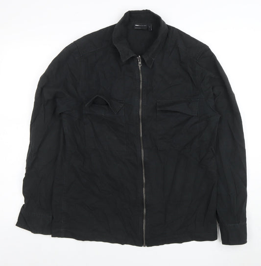 ASOS Design Men's Black Cotton Zip Jacket Size S Regular Fit