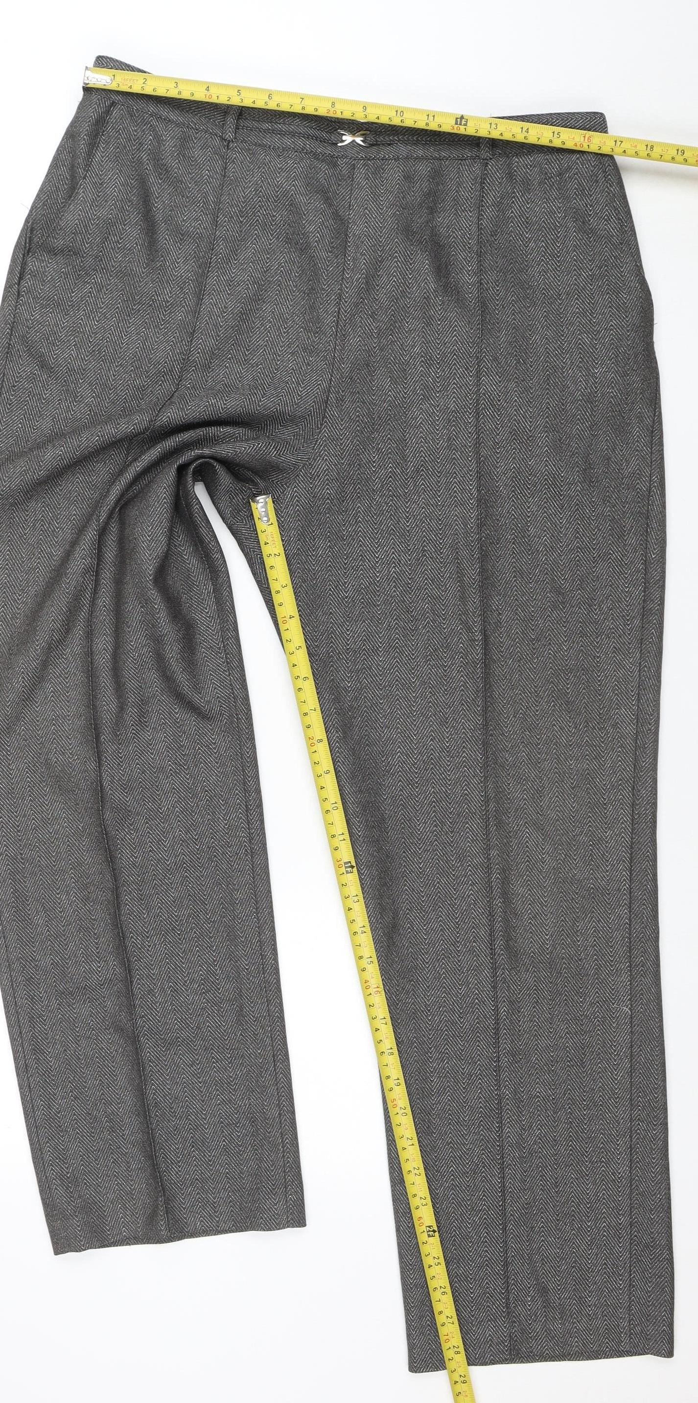 Eastex Womens Grey Herringbone Elastic Waist Trousers Size 16