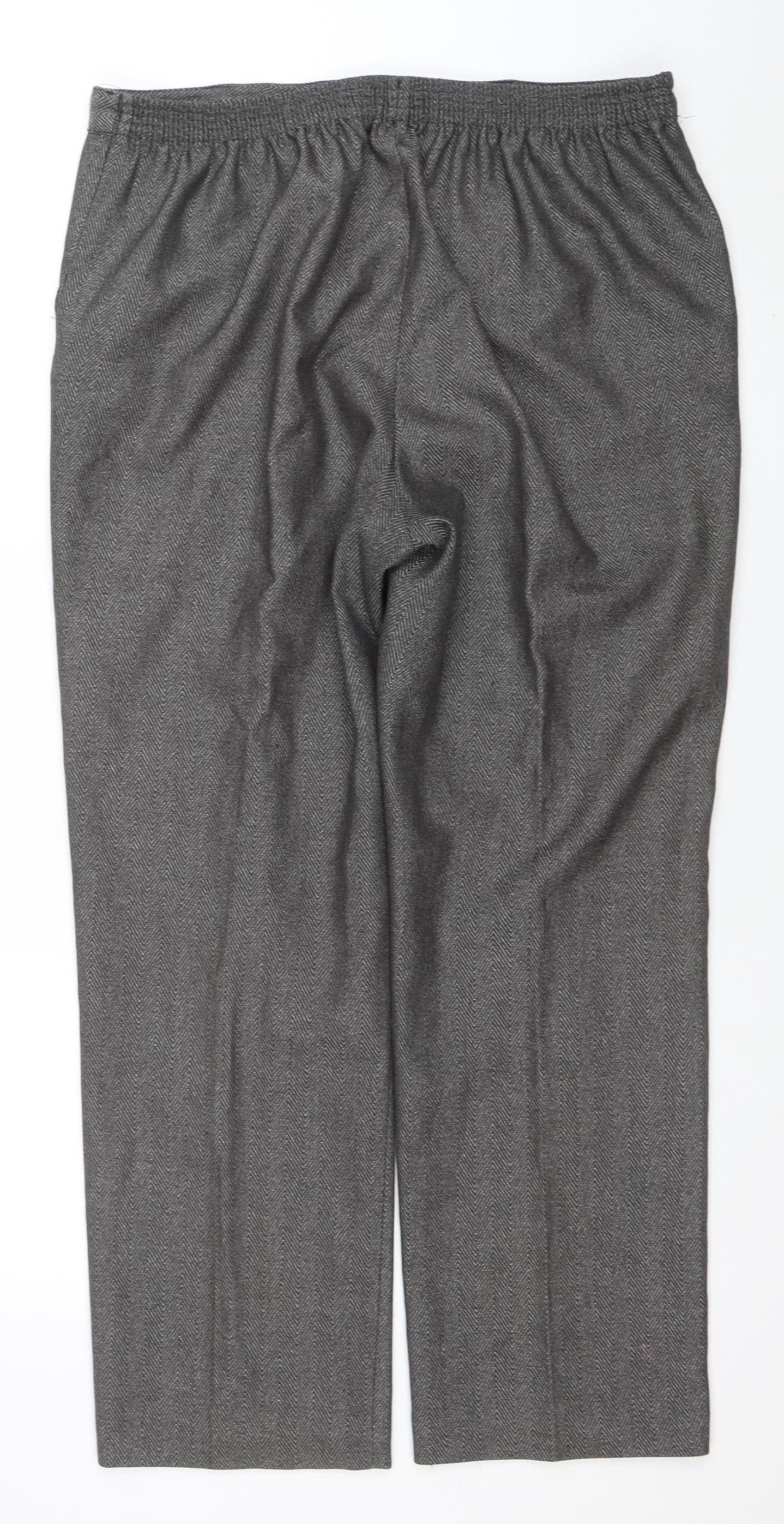 Eastex Womens Grey Herringbone Elastic Waist Trousers Size 16