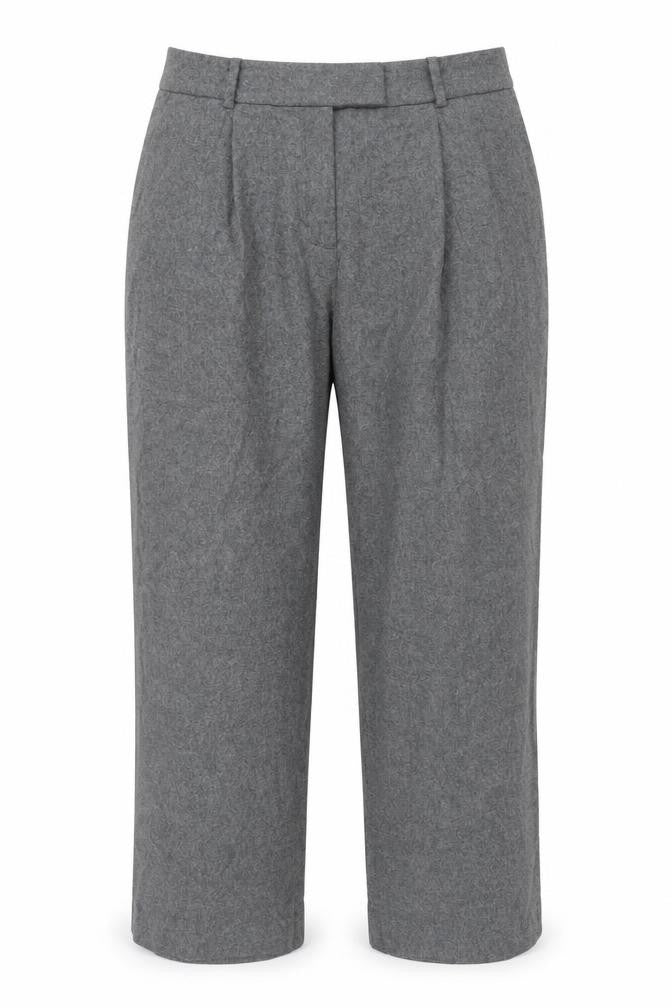 H&M Women Grey Size 16 Wide-Leg Wool Blend Trousers