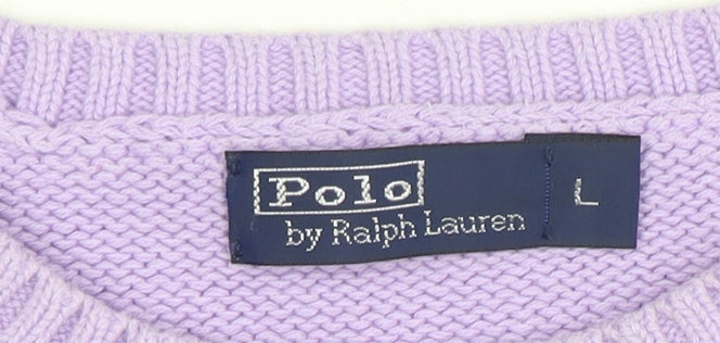 Polo Ralph Lauren Women’s Lilac Cotton Crew Neck Jumper Size L