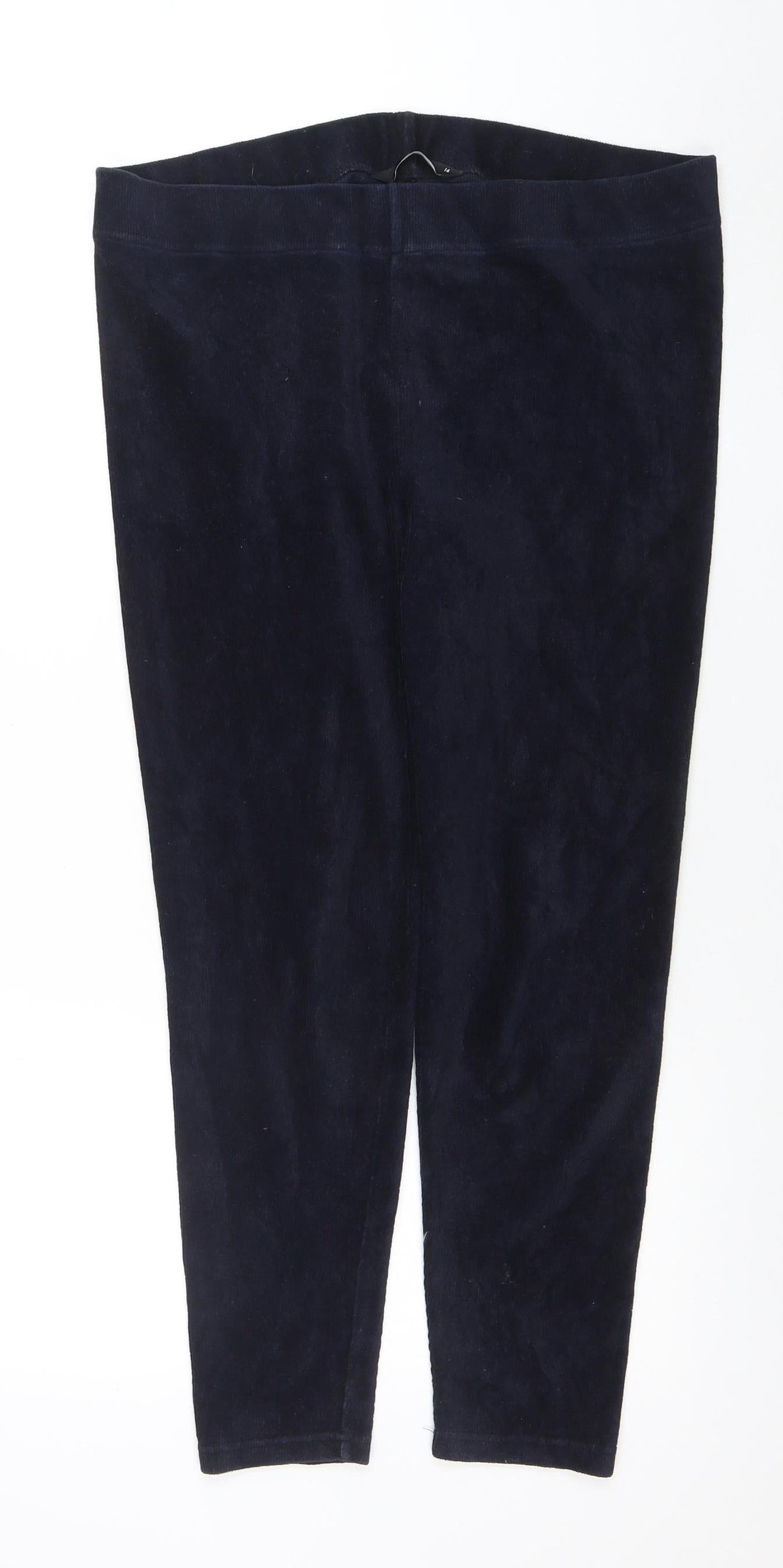 BM Casual Women's Navy Blue Velour Stretch Leggings Size 14
