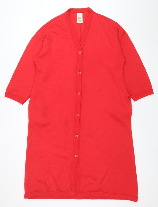 Marks and Spencer Women Red 10-12 V-Neck Button Cardigan