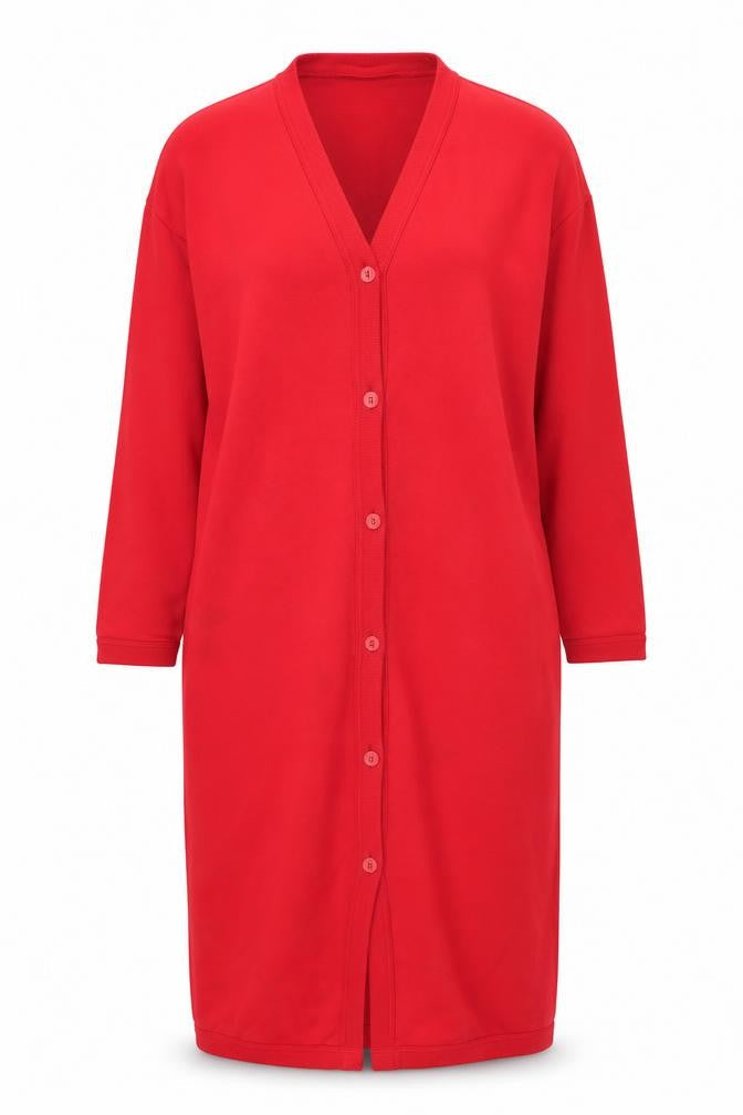 Marks and Spencer Women Red 10-12 V-Neck Button Cardigan