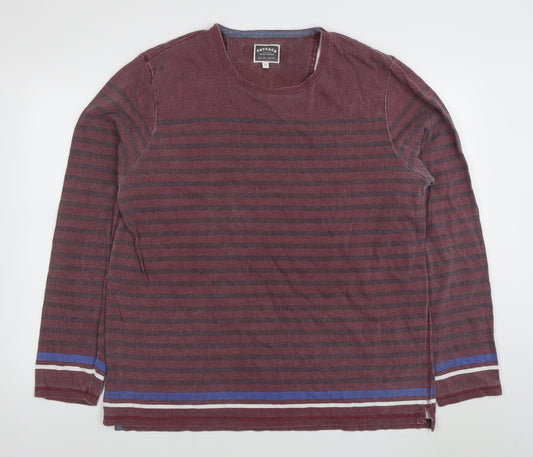 FatFace Men's Red Striped Cotton Pullover Sweatshirt XL