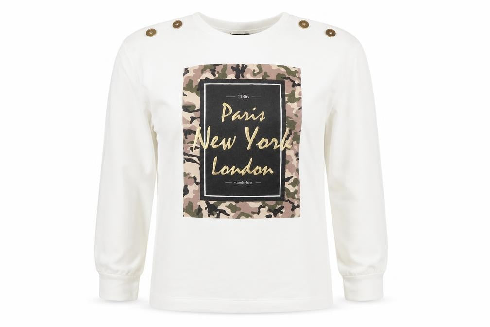 Select Women’s White Long Sleeve Camouflage Print City T-Shirt M