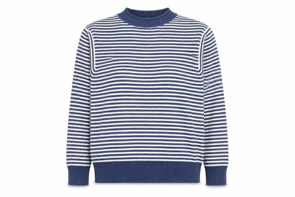 Country Road Women's Blue Striped Cotton Crew Neck Jumper L