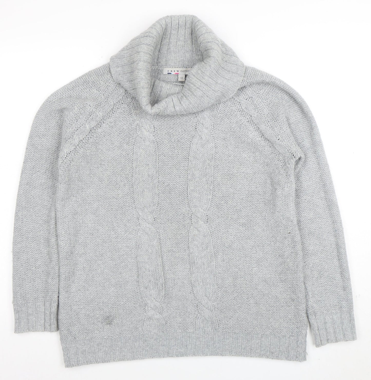 Crew Clothing Co. Womens Grey Roll Neck Cable-Knit Jumper Size 12