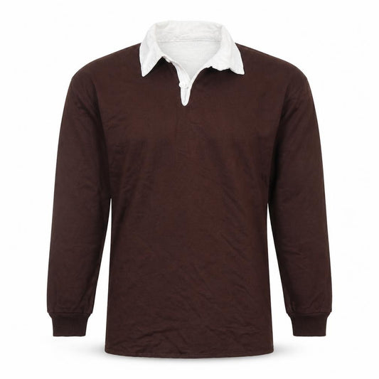 Harriss of Bristol Mens Brown Long Sleeve Rugby Polo Shirt M