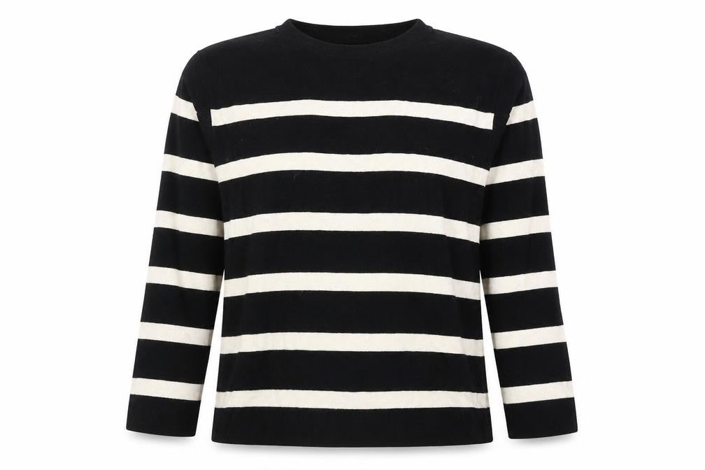Marks and Spencer Women’s Black Striped Knit Long Sleeve T-Shirt XS