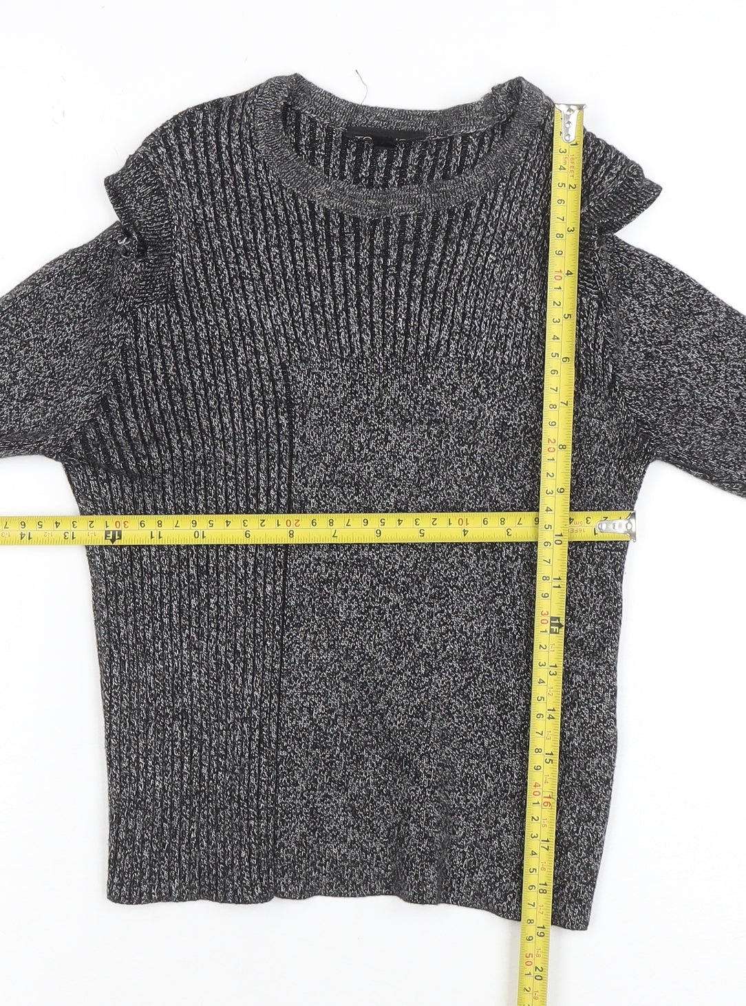 Topshop Women Grey Cold Shoulder Knit Pullover Jumper Size 8