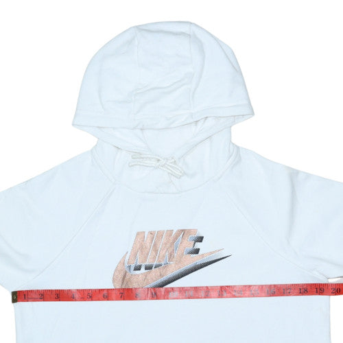 Nike Women's White Small Pullover Hoodie with Logo Print