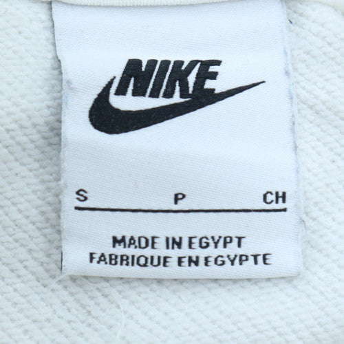 Nike Women's White Small Pullover Hoodie with Logo Print