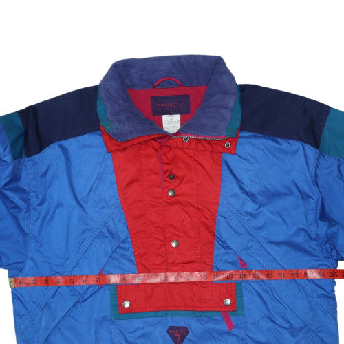 Degre 7 Men's Blue Red 80s Retro Ski Anorak Jacket Size M