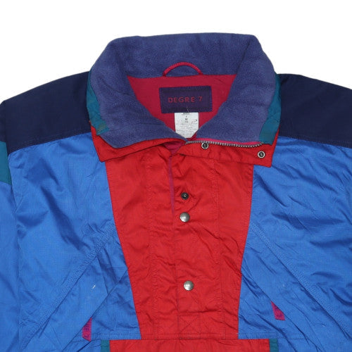 Degre 7 Men's Blue Red 80s Retro Ski Anorak Jacket Size M